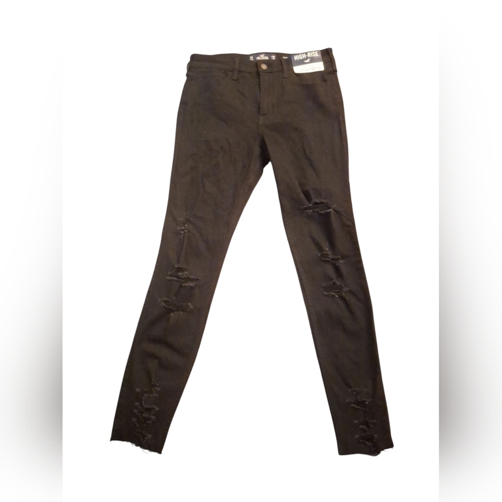Hollister Black Denim with Brown Leather Detail